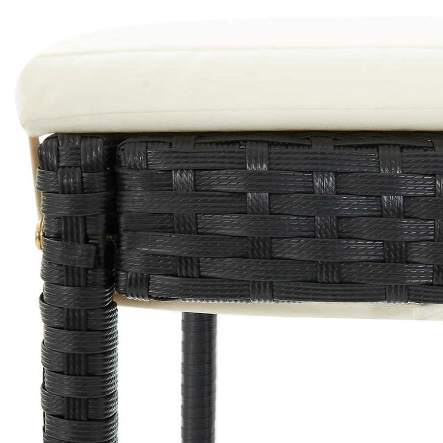 Tuinbarkrukken Met Kussens Poly Rattan 4 Zwart