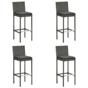 Garden Bar Stools with Cushions 4 pcs Poly Rattan Grey
