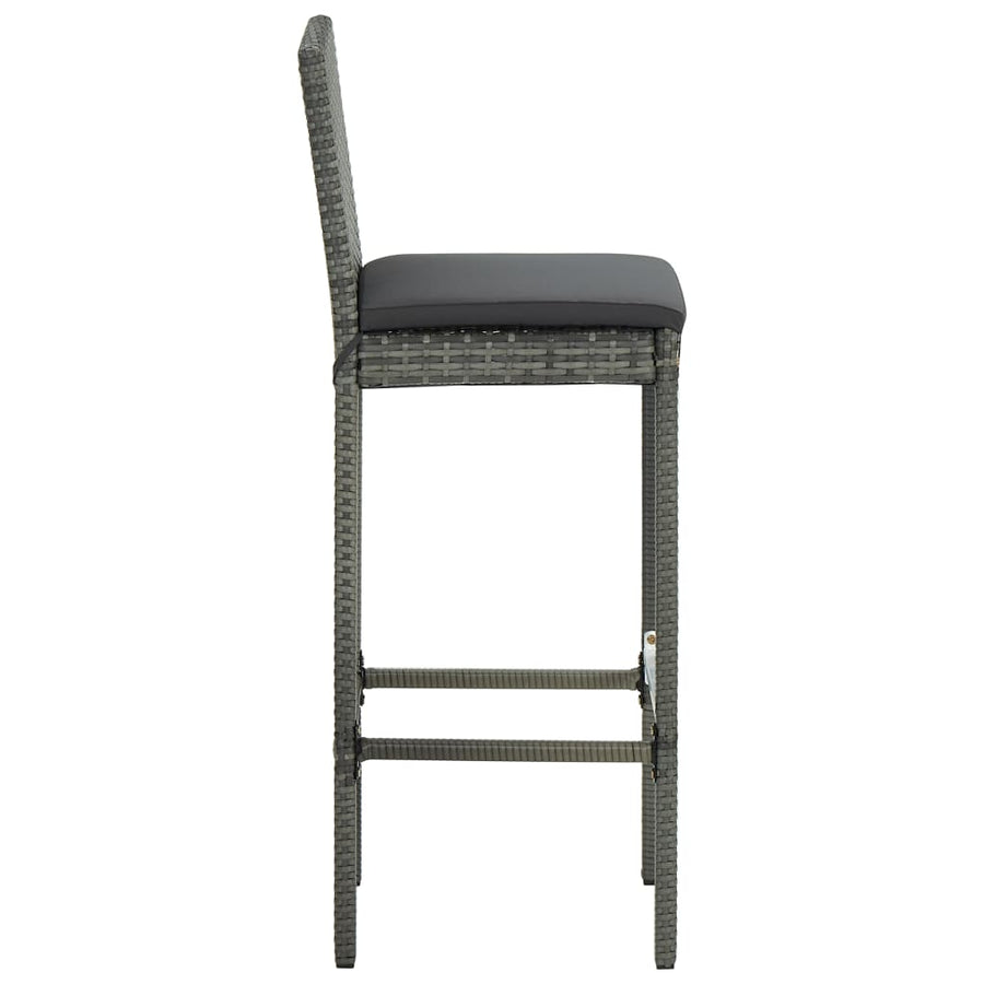 Tuinbarkrukken Met Kussens Poly Rattan 4 Grijs