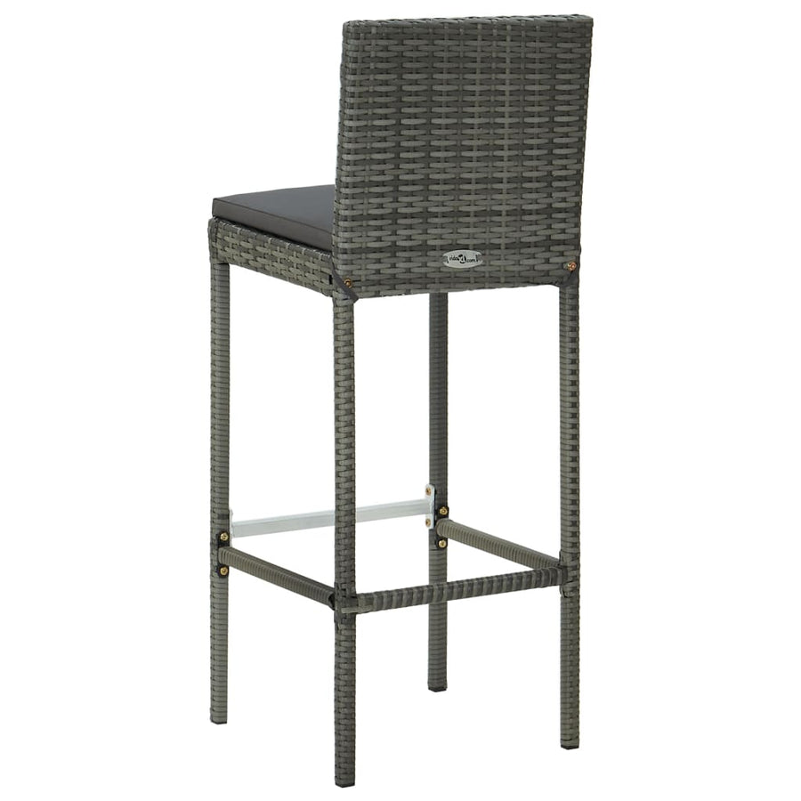 Tuinbarkrukken Met Kussens Poly Rattan 4 Grijs