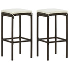 Barkrukken 2 stuks poly rattan bruin 38x38x76 cm
