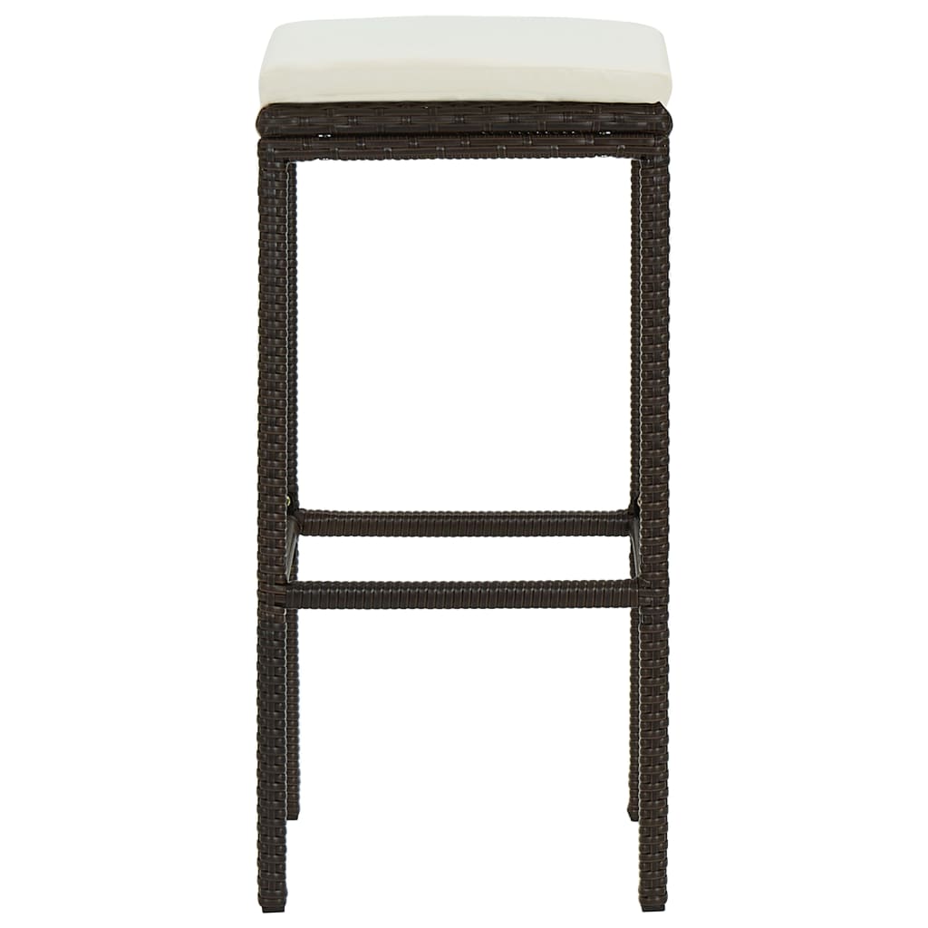 Barkrukken Met Kussens Poly Rattan 2 Bruin