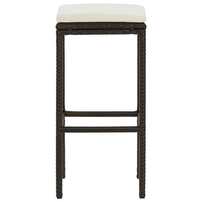 Barkrukken Met Kussens Poly Rattan 2 Bruin