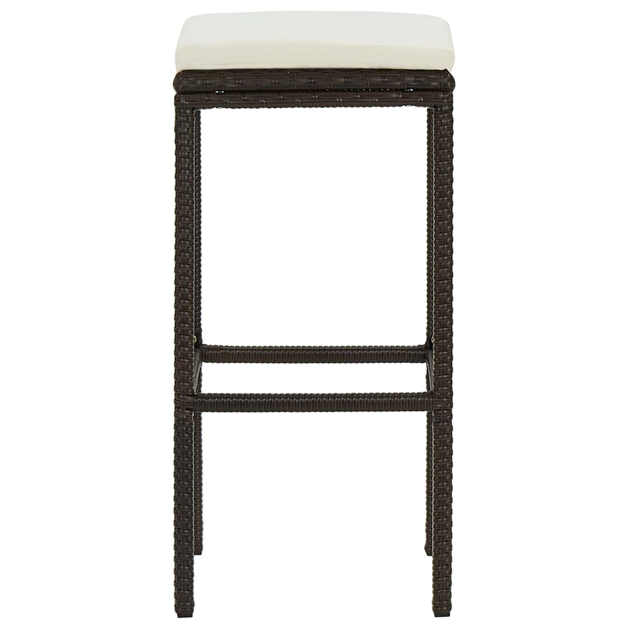 Barkrukken Met Kussens Poly Rattan 2 Bruin