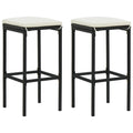Bar stools with cushions 2 pcs poly rattan black