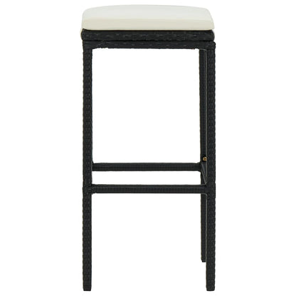 Barkrukken Met Kussens Poly Rattan 2 Zwart