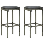 Bar Stools with Cushions 2 pcs Poly Rattan Grey
