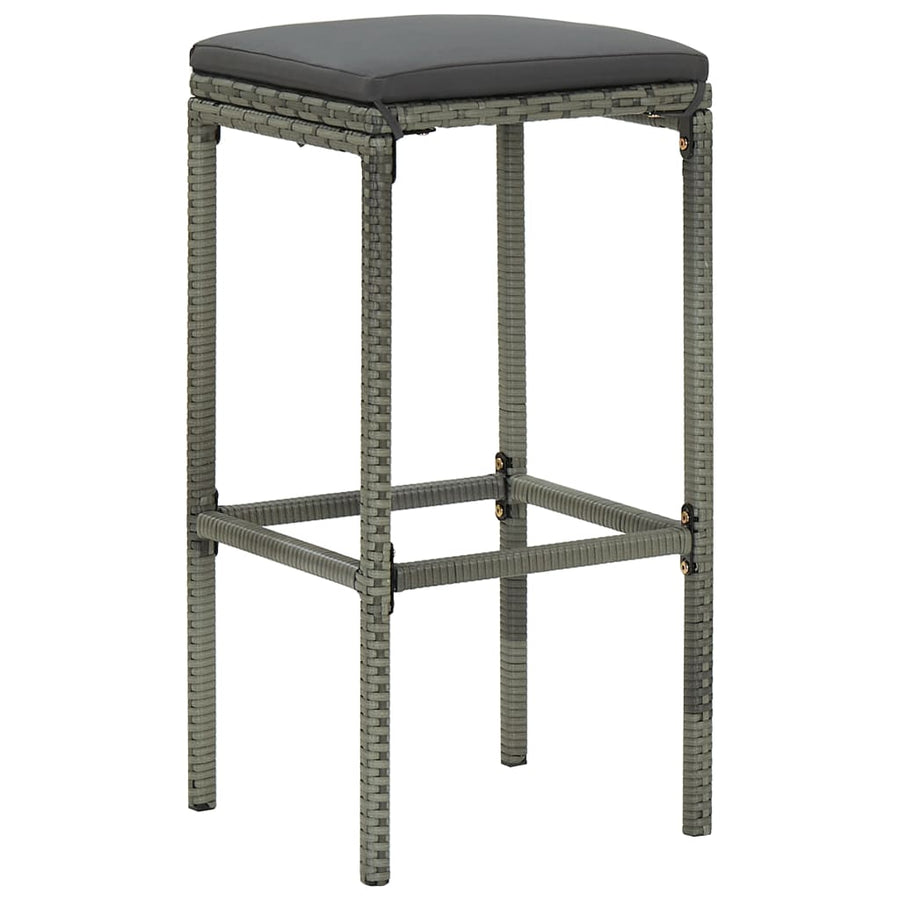 Barkrukken Met Kussens Poly Rattan 2 Grijs