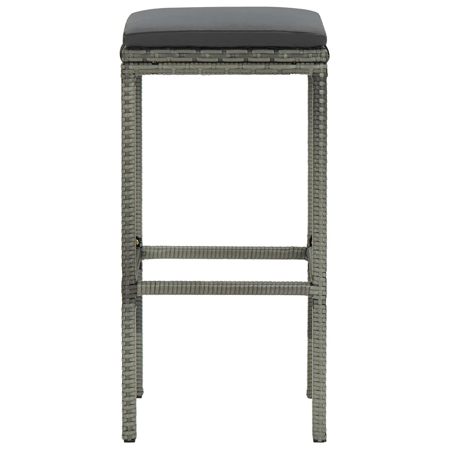 Barkrukken Met Kussens Poly Rattan 2 Grijs