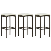 Barkrukken 3 stuks poly rattan bruin