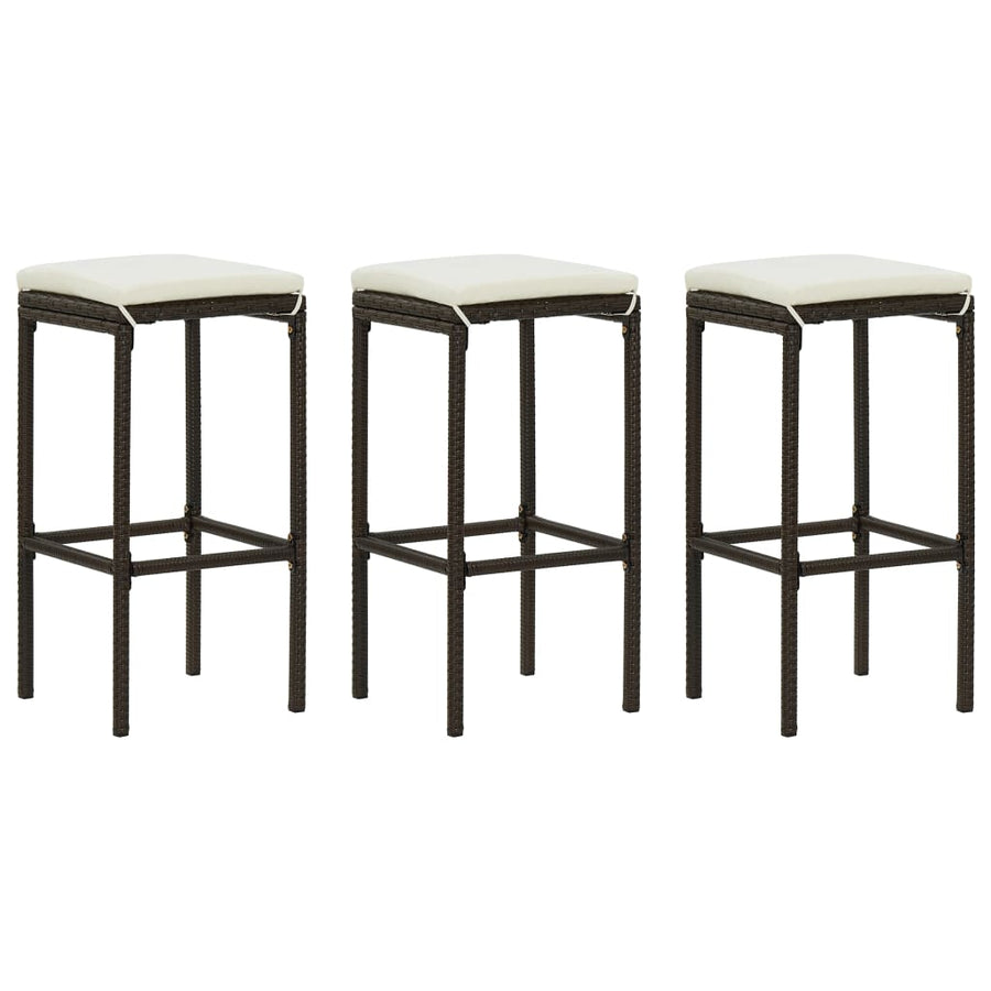Barkrukken Met Kussens Poly Rattan 3 Bruin