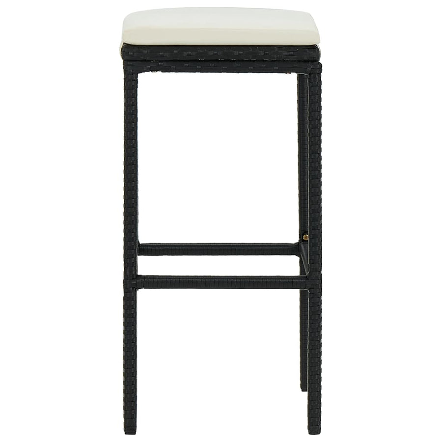 Barkrukken Met Kussens 3 St Poly Rattan Zwart