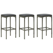 Barkrukken 3 stuks poly rattan grijs 38x38x76 cm