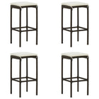 Barkrukken 4 stuks poly rattan bruin 38x38x76 cm