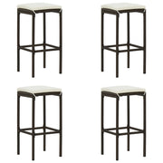 Bar Stools with Cushions 4 pcs poly rattan brown