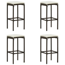 Barkrukken Met Kussens Poly Rattan 4 Bruin