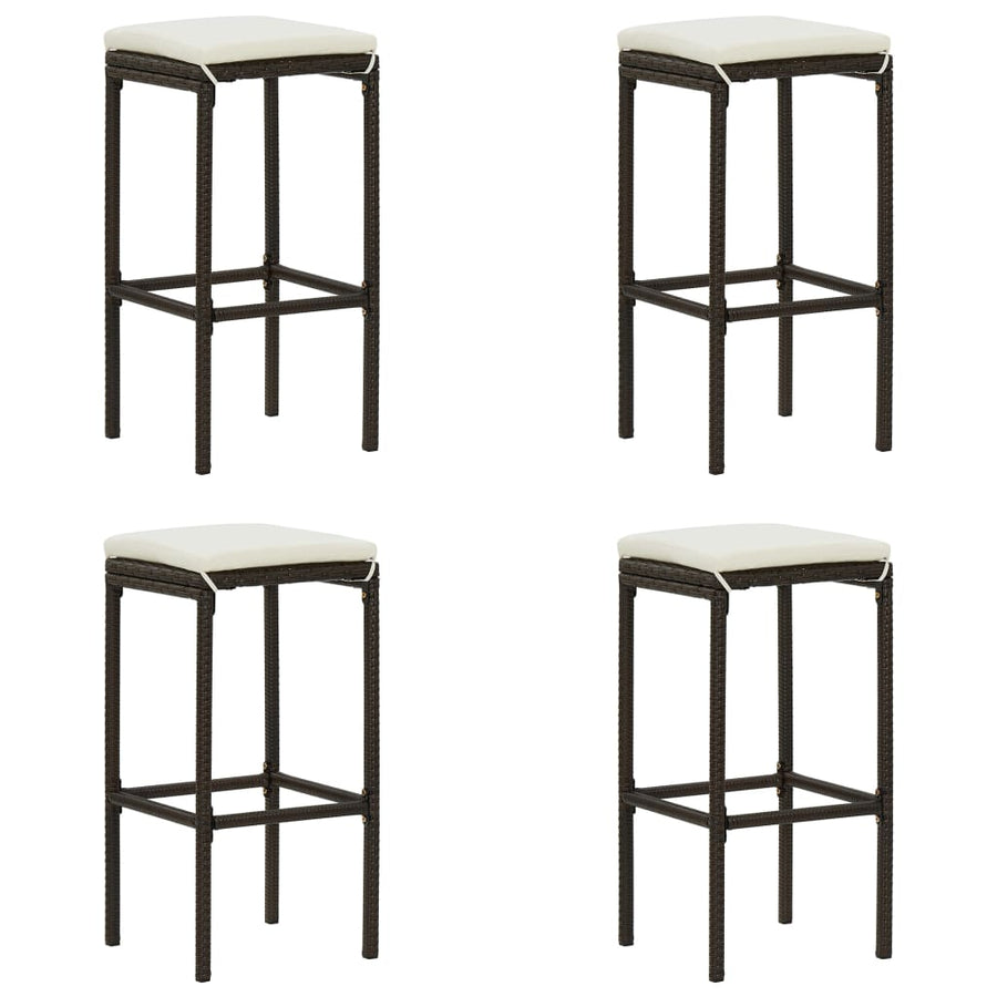 Barkrukken Met Kussens Poly Rattan 4 Bruin