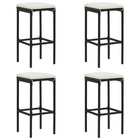 Bar stools with cushions 4 pcs poly rattan black