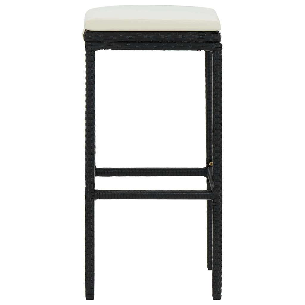 Barkrukken Met Kussens Poly Rattan 4 Zwart