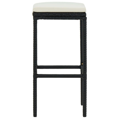 Barkrukken Met Kussens Poly Rattan 4 Zwart
