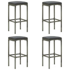 Bar stools with cushions 4 pcs poly rattan grey