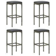 Bar stools with cushions 4 pcs poly rattan grey
