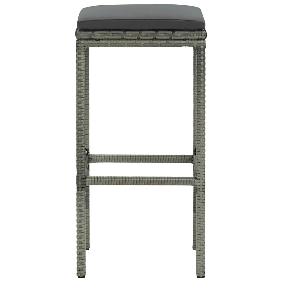 Barkrukken Met Kussens Poly Rattan 4 Grijs