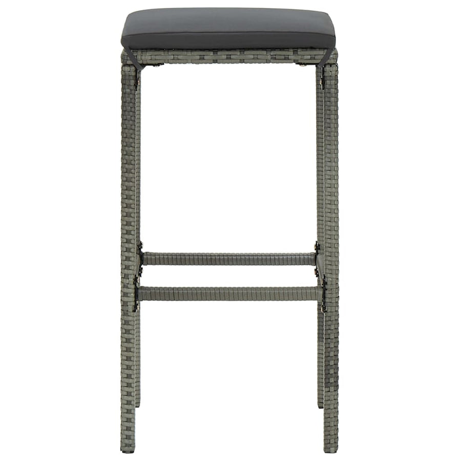 Barkrukken Met Kussens Poly Rattan 4 Grijs