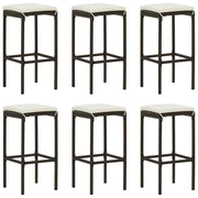 Barkrukken 6 stuks poly rattan bruin 38x38x76 cm