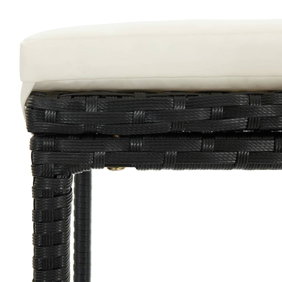 Barkrukken Met Kussens Poly Rattan 6 Zwart