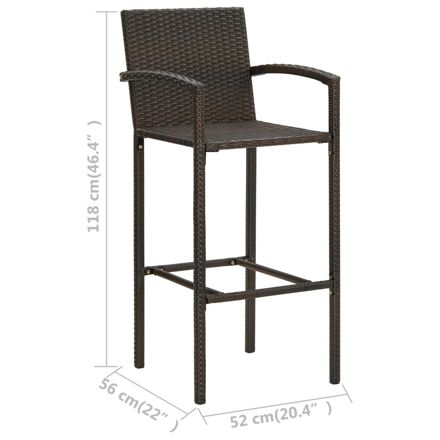 Barkrukken 2 St Poly Rattan Bruin