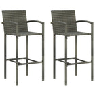 Barkrukken 2 stuks poly rattan grijs 80 cm zithoogte