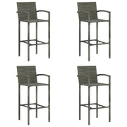 Barkrukken 4 stuks polyrattan grijs 52x56x118 cm