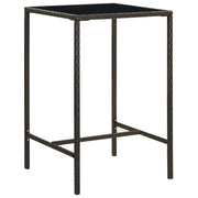Garden Bar Table 70x70x110 cm Poly Rattan and Glass Brown