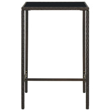 Tuinbartafel Poly Rattan En Glas 70 x 70 x 110 cm Bruin