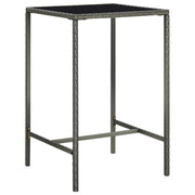 Garden Bar Table 70x70x110 cm Poly Rattan and Glass Grey