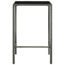 Tuinbartafel Poly Rattan En Glas 70 x 70 x 110 cm Grijs