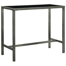 Tuinbartafel Poly Rattan En Glas 130 x 60 x 110 cm Grijs