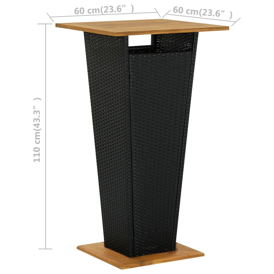 Bartafel Poly Rattan En Massief Acaciahout 60 x 60 x 110 cm