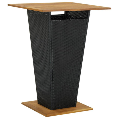 Bartafel 80x80x110 cm poly rattan en massief acaciahout zwart 80 x 80 x 110 cm Zwart