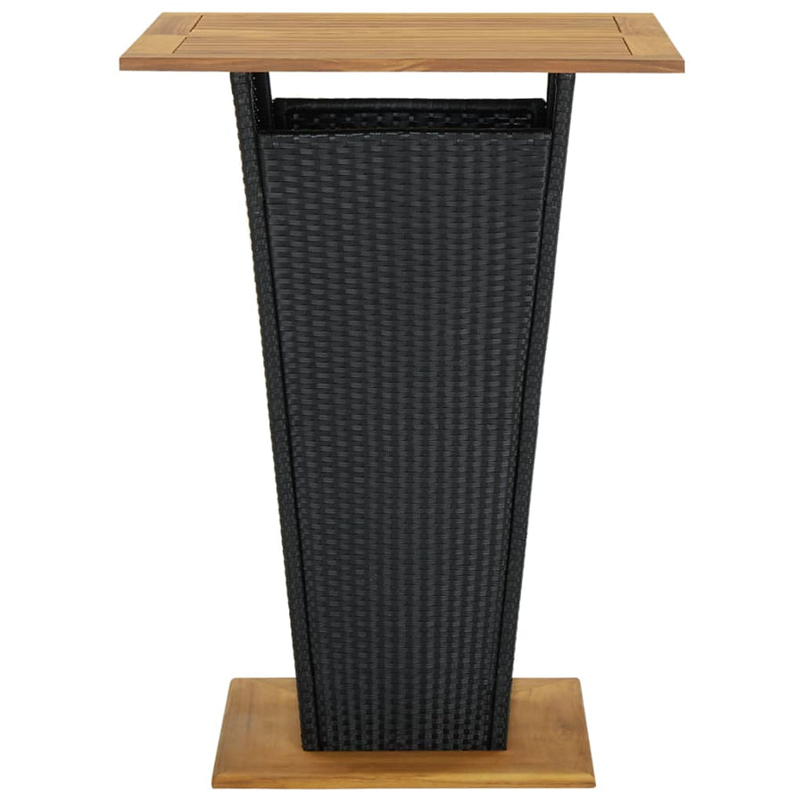 Bartafel 80x80x110 cm poly rattan en massief acaciahout zwart 80 x 80 x 110 cm Zwart