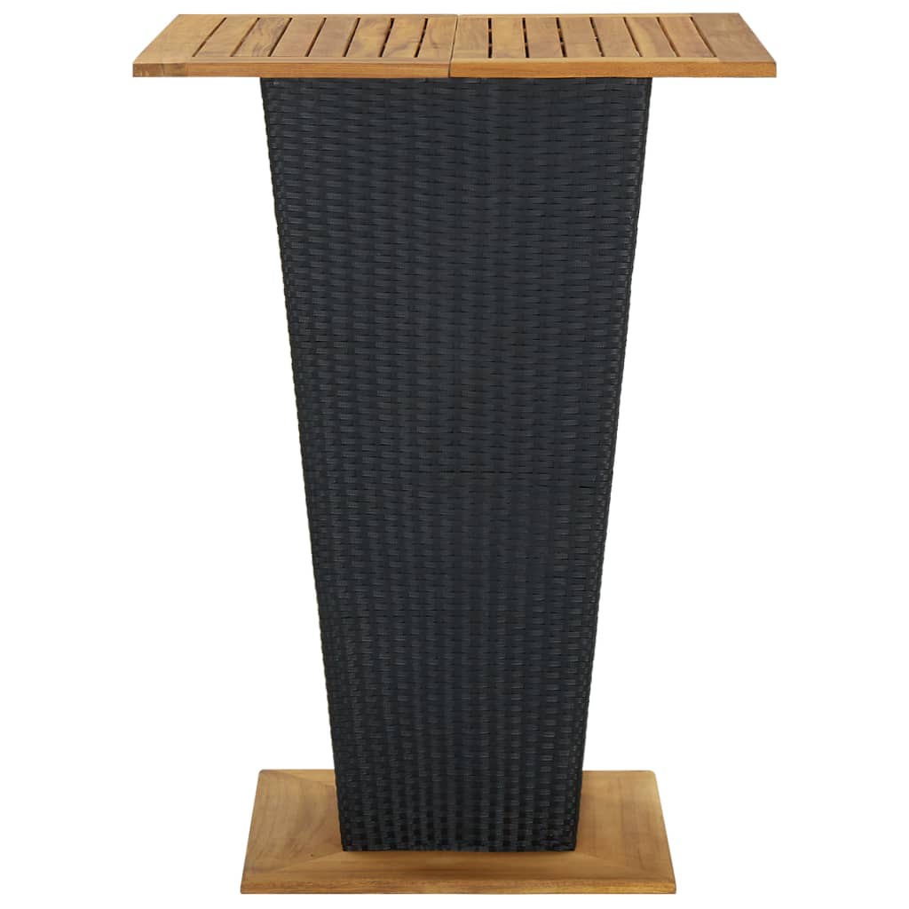 Bartafel 80x80x110 cm poly rattan en massief acaciahout zwart 80 x 80 x 110 cm Zwart