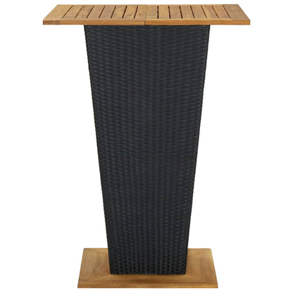 Bartafel 80x80x110 cm poly rattan en massief acaciahout zwart 80 x 80 x 110 cm Zwart