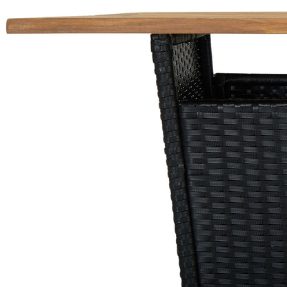 Bartafel 80x80x110 cm poly rattan en massief acaciahout zwart 80 x 80 x 110 cm Zwart