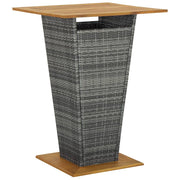 Bar Table 80x80x110 cm Poly Rattan and Solid Acacia Wood Grey