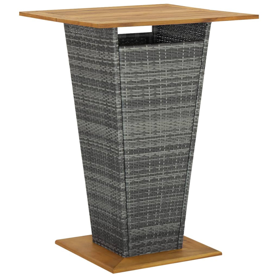 Bartafel 80x80x110 cm poly rattan en massief acaciahout grijs 80 x 80 x 110 cm Grijs
