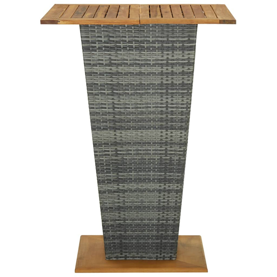 Bartafel 80x80x110 cm poly rattan en massief acaciahout grijs 80 x 80 x 110 cm Grijs