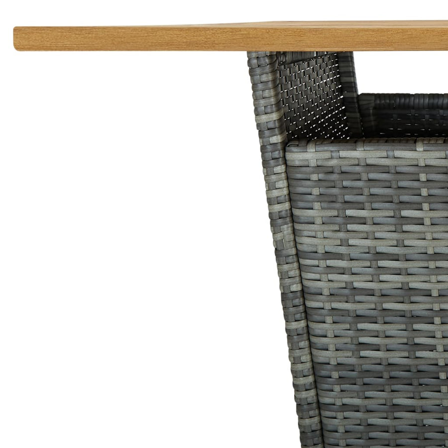 Bartafel 80x80x110 cm poly rattan en massief acaciahout grijs 80 x 80 x 110 cm Grijs