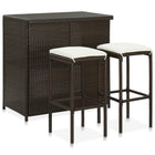 3-piece Bar Set poly rattan black
