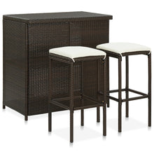 3-Delige Barset Poly Rattan Bruin